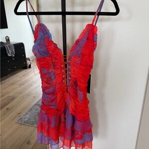 Red and Purple Mini Dress